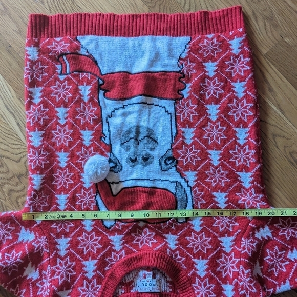 Merry Christmas Poof Large Red & White Llama w/ a Santa Hat Knit Sweater - Picture 8 of 10